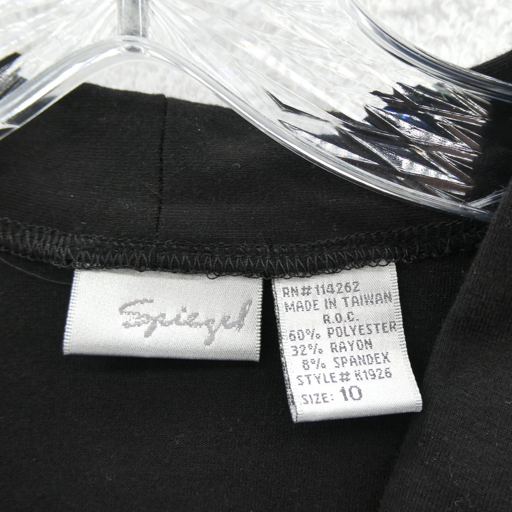 Spiegel Wrap Dress Women Size 10 Black Ruched Waist Long Sleeve Poly Rayon K1928 - Picture 5 of 10